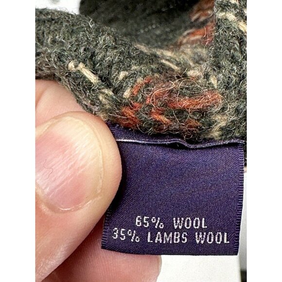 Ralph Lauren Purple Label Wool Tartan Leather Patch Hunting Field Sweater L (F4) - Picture 10 of 13